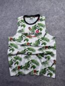 New Balance "Wild Jungle" Tropical Print Athletic Basketball Jersey Tank Top - White & Green | Size L