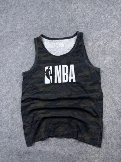 Pre-Loved Official NBA National Basketball Association Camouflage Athletic Tank Top - Olive / Black Camo | Size M