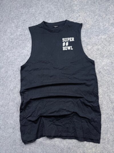 TEAMS Super Bowl Graphic Sleeveless Athletic Tank Top / Muscle Tee - Black & White | Size L