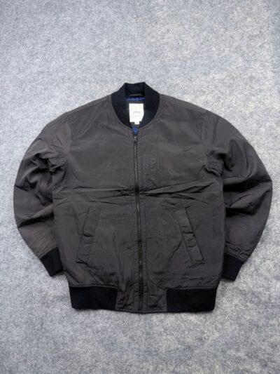 Top Ten Classic Insulated Bomber Jacket with Royal Blue Interior - Charcoal Black | Size M