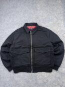 Zara Men's Utility Bomber Jacket with Red Tartan Plaid Lining - Black | Size XL