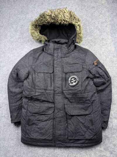 Roadsign Retro Mountain Premium Urban Outdoor Heavy Winter Parka Jacket - Charcoal Melange Grey | Size L