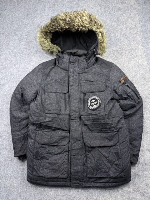 Roadsign Retro Mountain Premium Urban Outdoor Heavy Winter Parka Jacket - Charcoal Melange Grey | Size L Roadsign Retro Mountain Premium Urban Outdoor Heavy Winter Parka Jacket - Charcoal Melange Grey | Size L