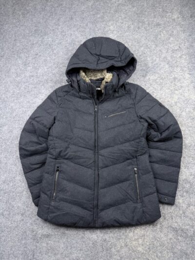 The North Face Women's Down Winter Puffer Jacket with Removable Faux Fur Hood - Dark Grey Heather | Size M