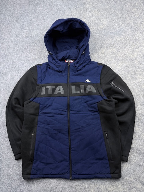 Kappa Italia 2-in-1 Convertible Quilted & Fleece Hybrid Winter Jacket / Vest - Navy Blue & Black | Size XL Kappa Italia 2-in-1 Convertible Quilted & Fleece Hybrid Winter Jacket / Vest - Navy Blue & Black | Size XL