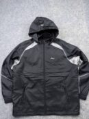 Asics Vintage Tech Hooded Winter Windbreaker Parka Jacket - Black & Silver | Size XXL