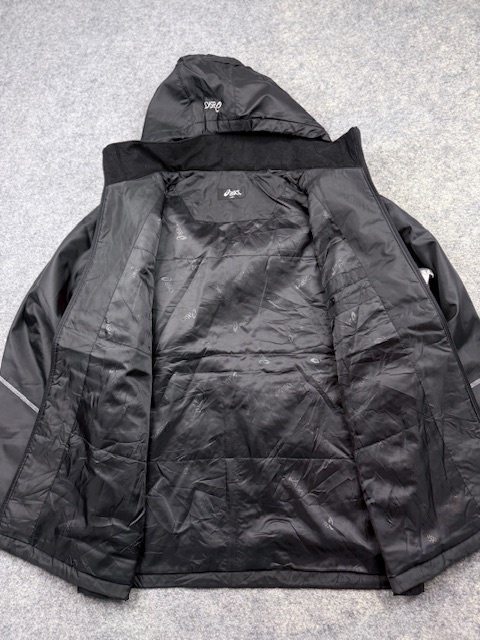 Asics Vintage Tech Hooded Winter Windbreaker Parka Jacket - Black & Silver | Size XXL Asics Vintage Tech Hooded Winter Windbreaker Parka Jacket - Black & Silver | Size XXL - Image 3