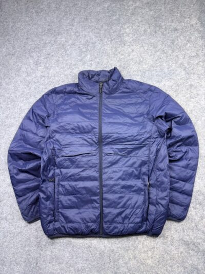 Minimalist Lightweight 90% Duck Down Insulated Winter Puffer Jacket - Dark Navy Blue | Size L